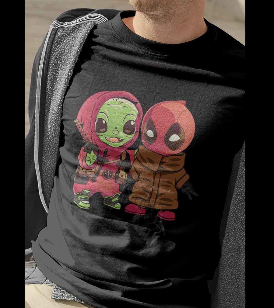 Baby Yoda Deadpool Crossover Hoodie Characters T-Shirt