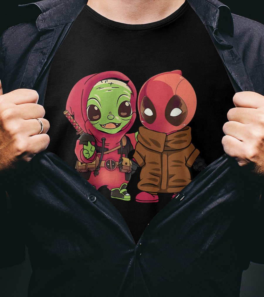 Baby Yoda Deadpool Crossover Hoodie Characters T-Shirt