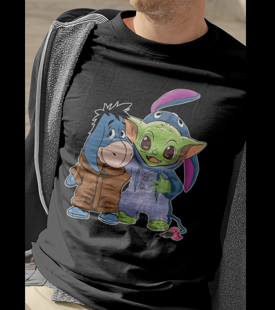 Eeyore And Baby Yoda In Stitch T-Shirt