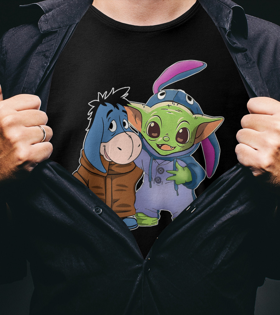 Eeyore And Baby Yoda In Stitch T-Shirt