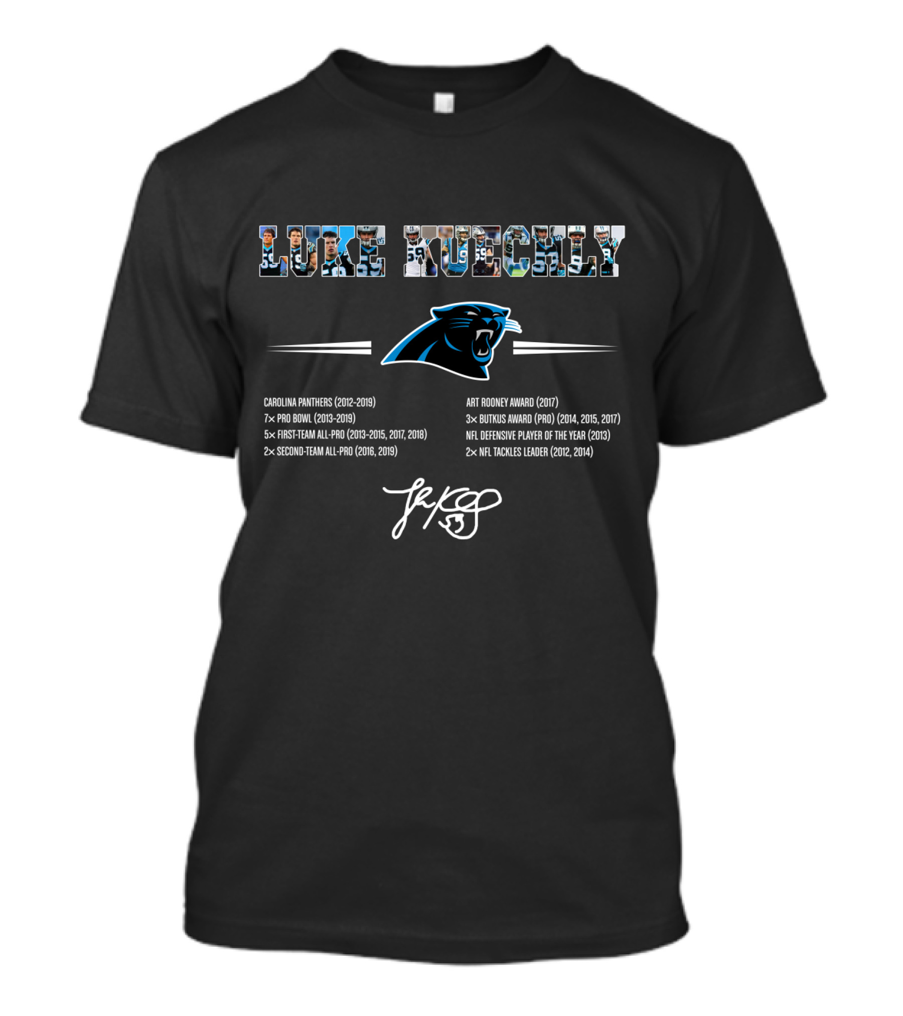Luxe Kuechly NFL Honors Carolina Panthers Pro Bowl Defensive Player Award Winning Career Signature Panthers T-Shirt