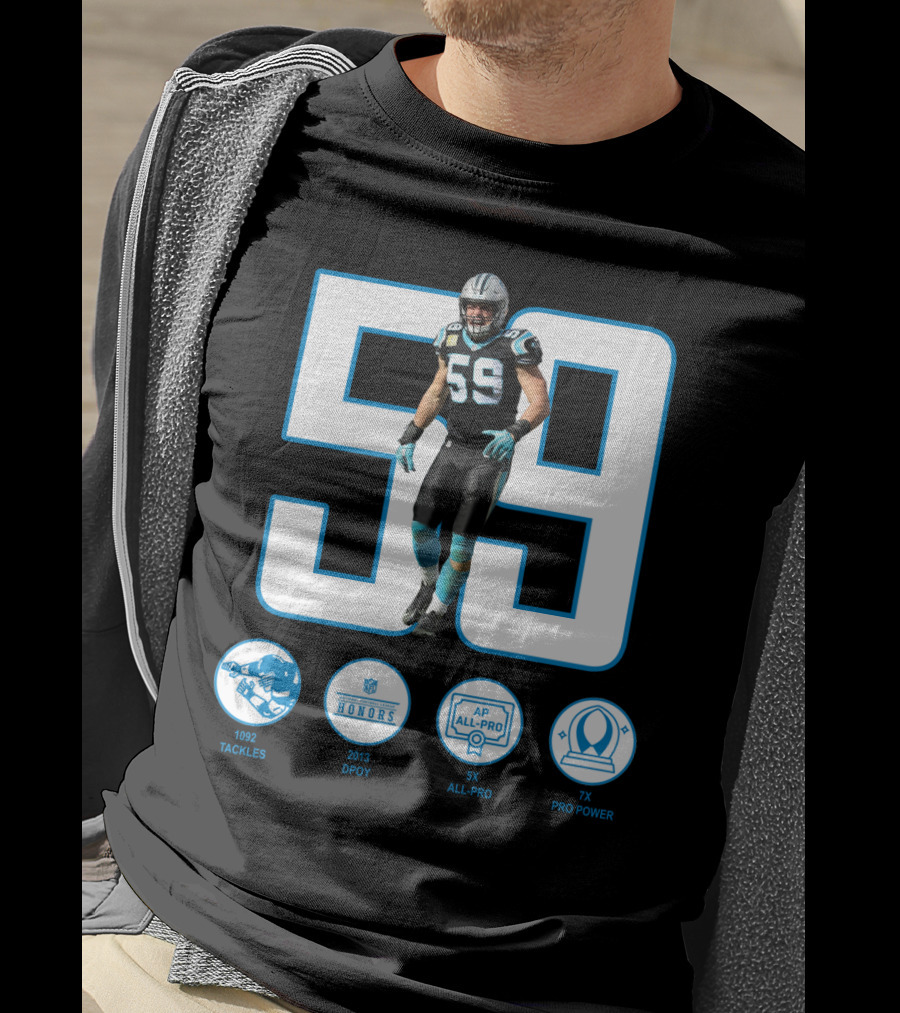 Luke Kuechly 59 1092 Tackles 2013 DPOY 5x All-Pro 7x Pro Power T-Shirt