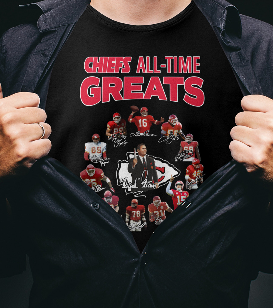 Chiefs All-Time Greats Legends Signatures NFL Stars T-Shirt