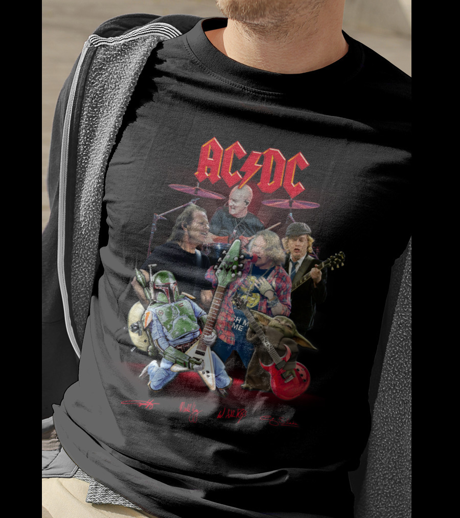 Ac Dc Star Wars Crossover Featuring Boba Fett And Grogu T-Shirt