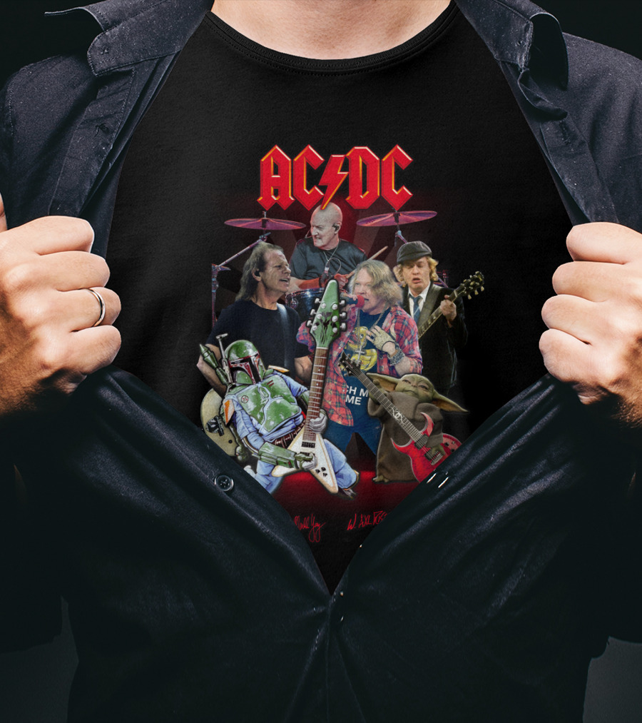 Ac Dc Star Wars Crossover Featuring Boba Fett And Grogu T-Shirt