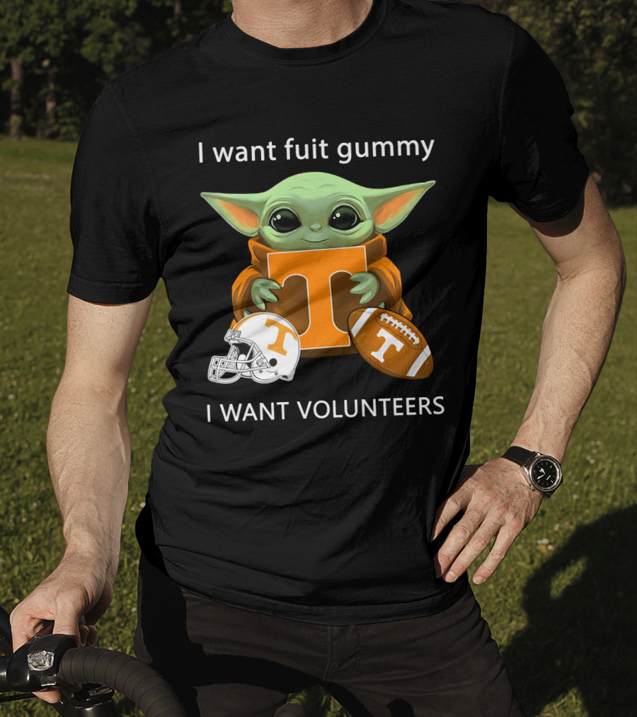 I Want Fuit Gummy T Volunteers Helmet Football Baby Yoda T-Shirt