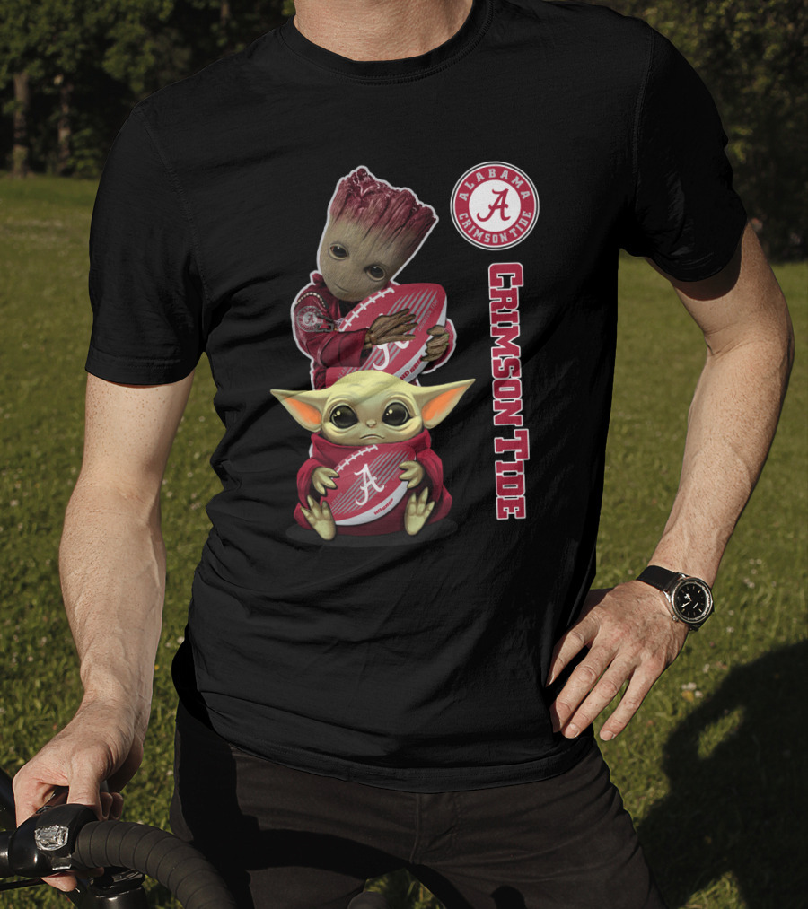 Alabama Crimson Tide Groot Baby Yoda Football T-Shirt