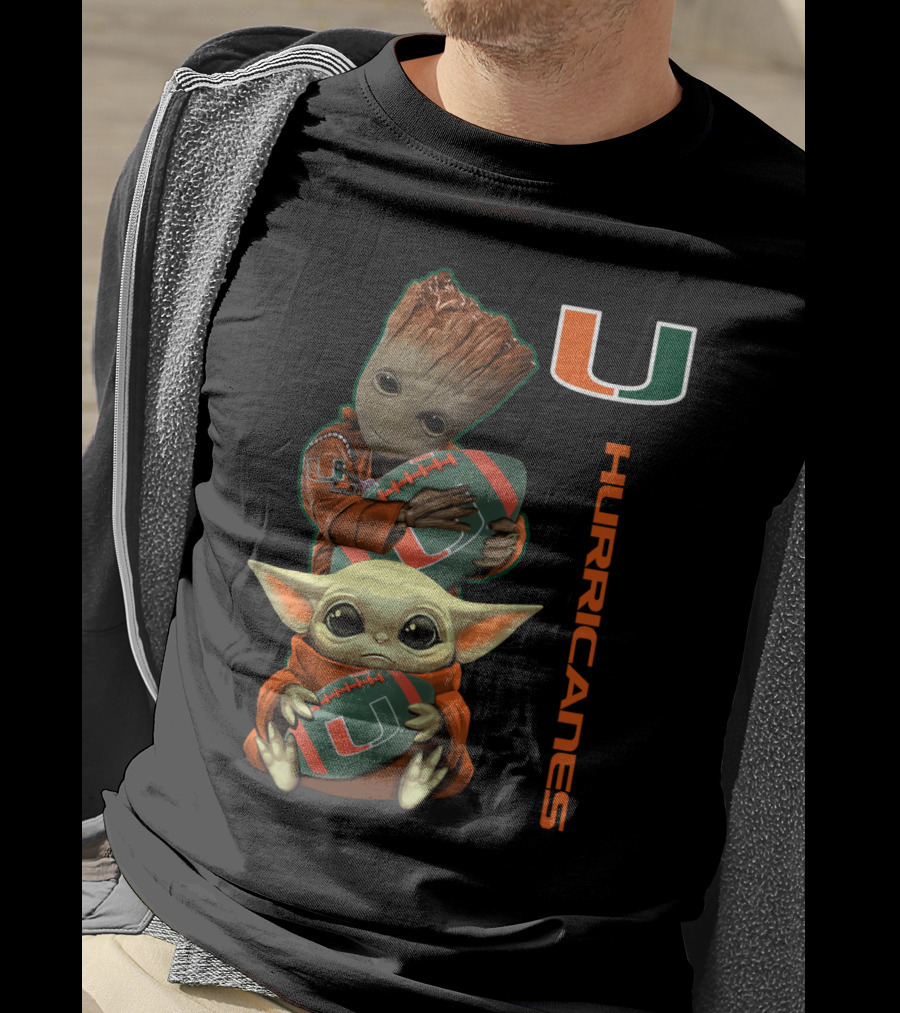 Groot Baby Yoda Miami Hurricanes Football Ncaa 41 Mh T-Shirt