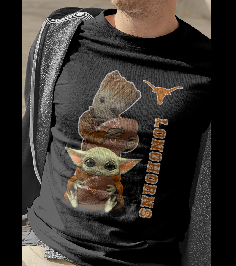 Longhorns Ncaa 41 Groot Baby Yoda Football T-Shirt