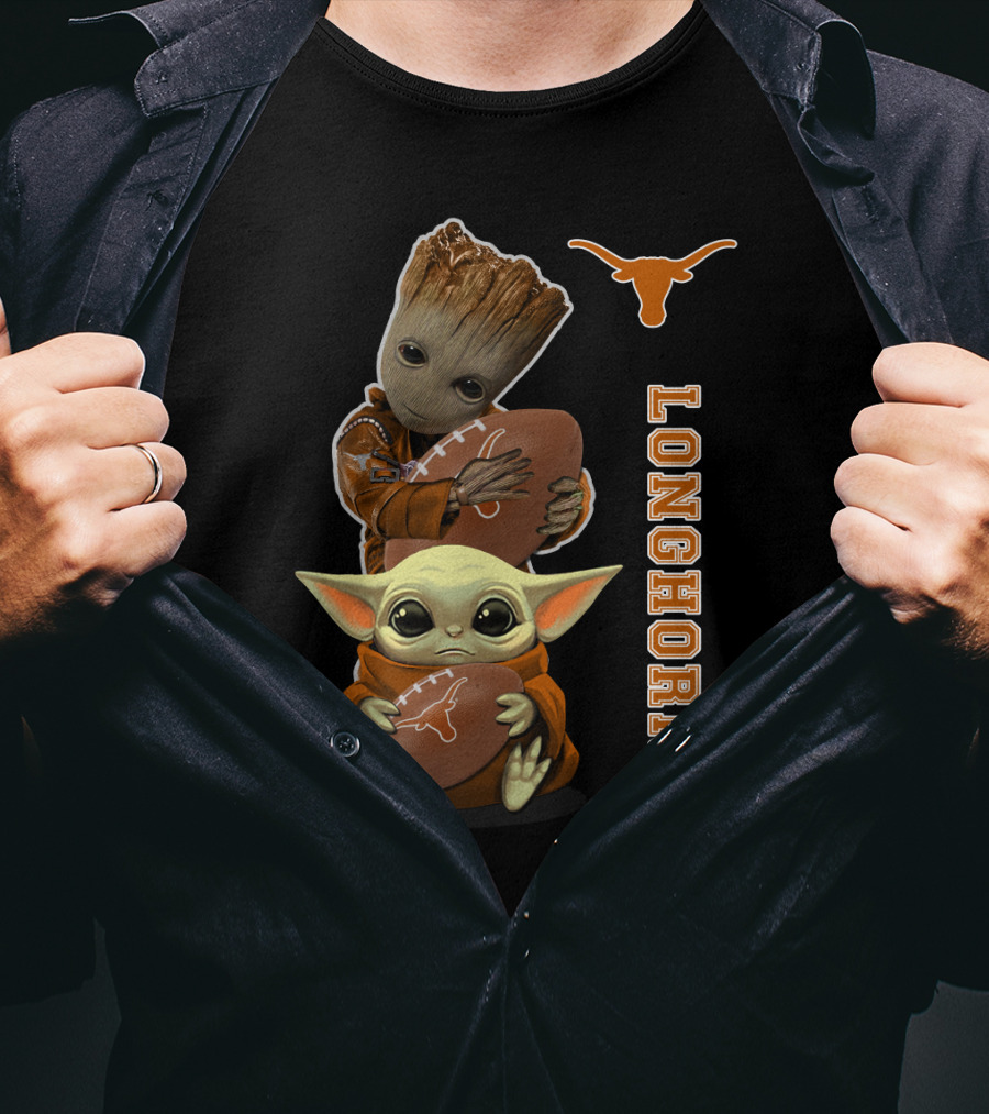 Longhorns Ncaa 41 Groot Baby Yoda Football T-Shirt
