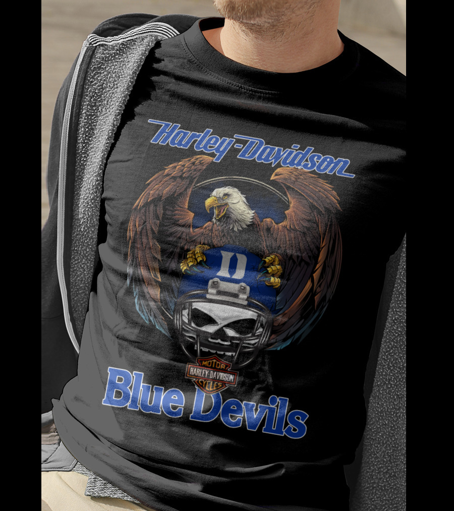 Harley Davidson Blue Devils Eagle Helmet Motorcycles T-Shirt