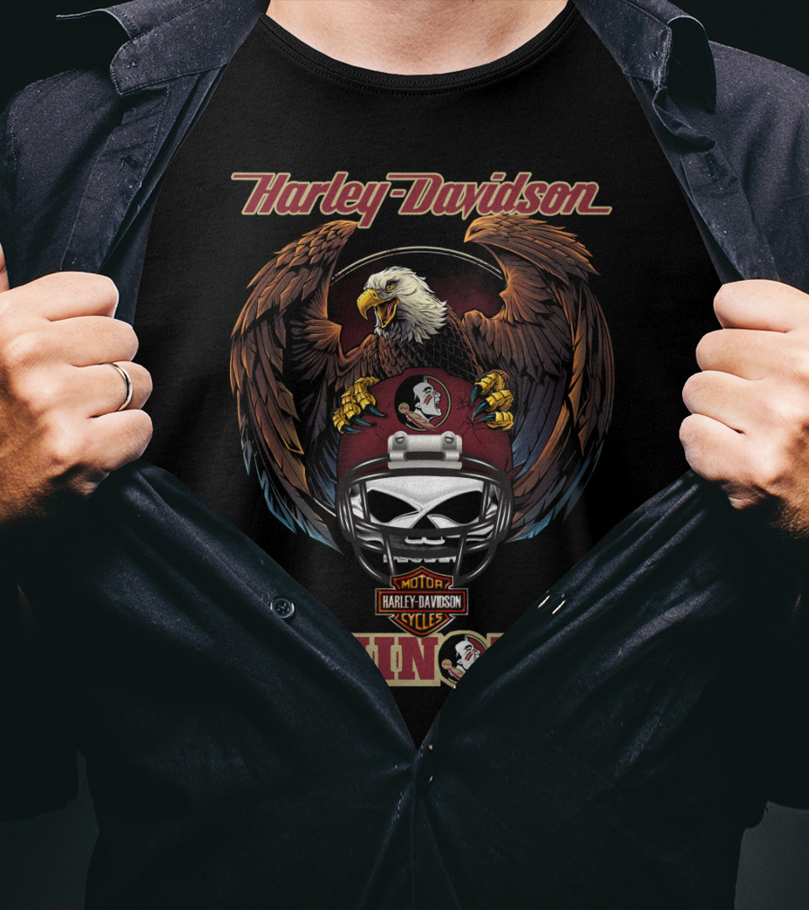 Harley Davidson Motor Cycles Seminoles Ncaa Fss Eagles Helmet T-Shirt