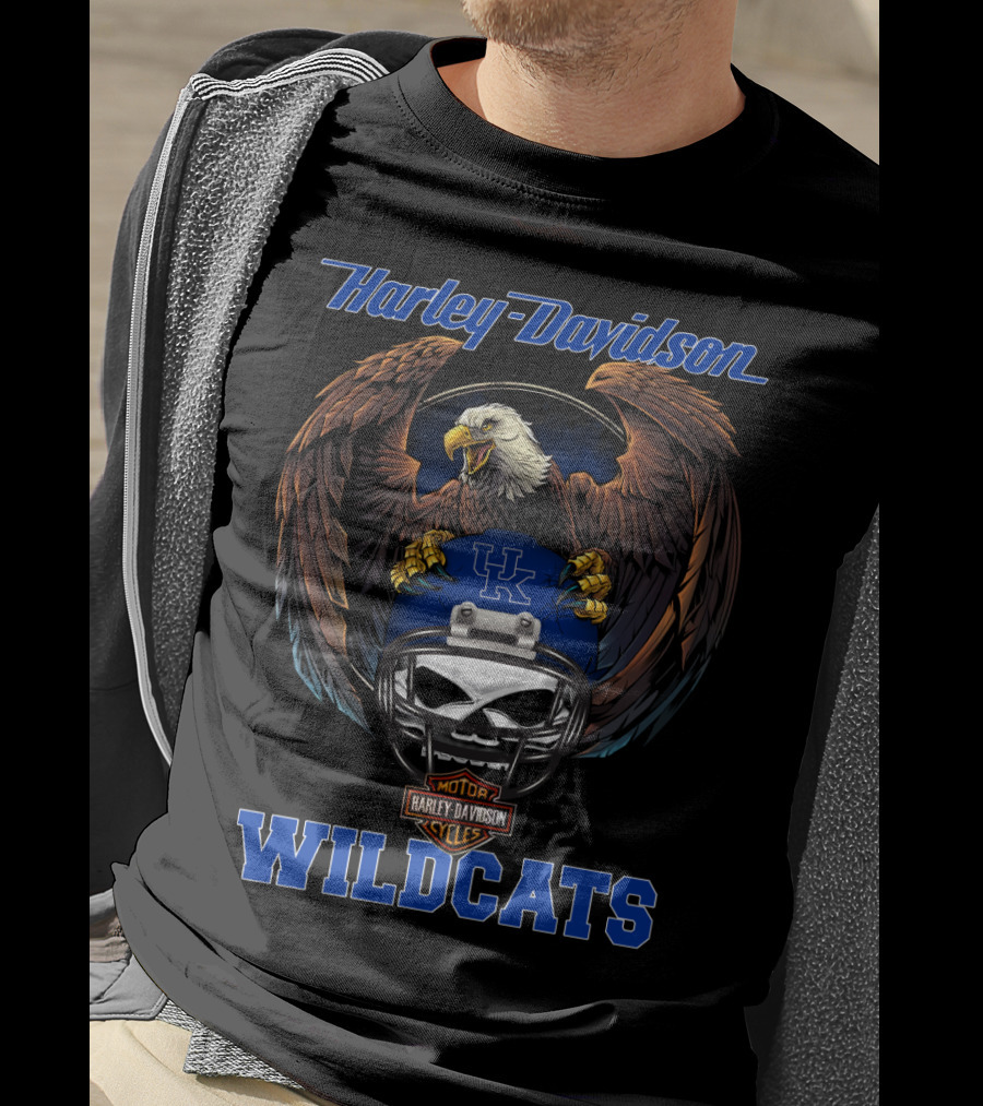 Harley Davidson Wildcats Uk Helmet American Eagle Motor Cycles T-Shirt