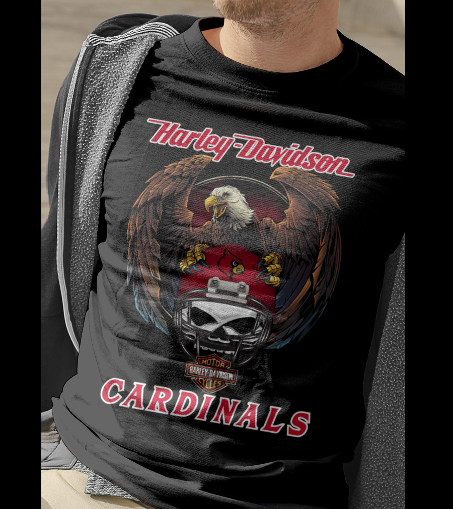 Harley Davidson Motorcycles Cardinals Eagle Ncaa T-Shirt