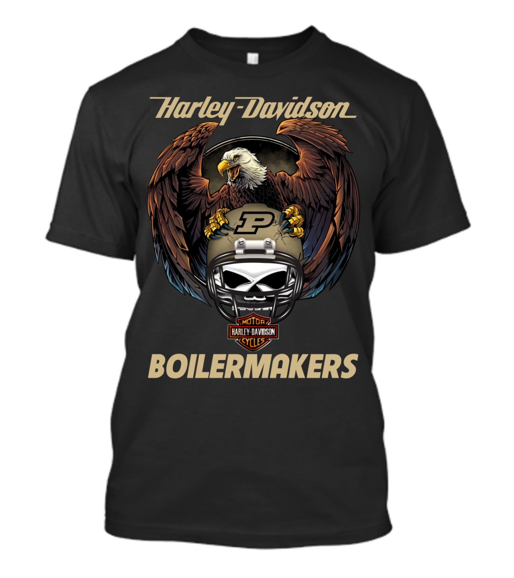 Harley Davidson Purdue Boilermakers Eagle Skull Helmet T-Shirt