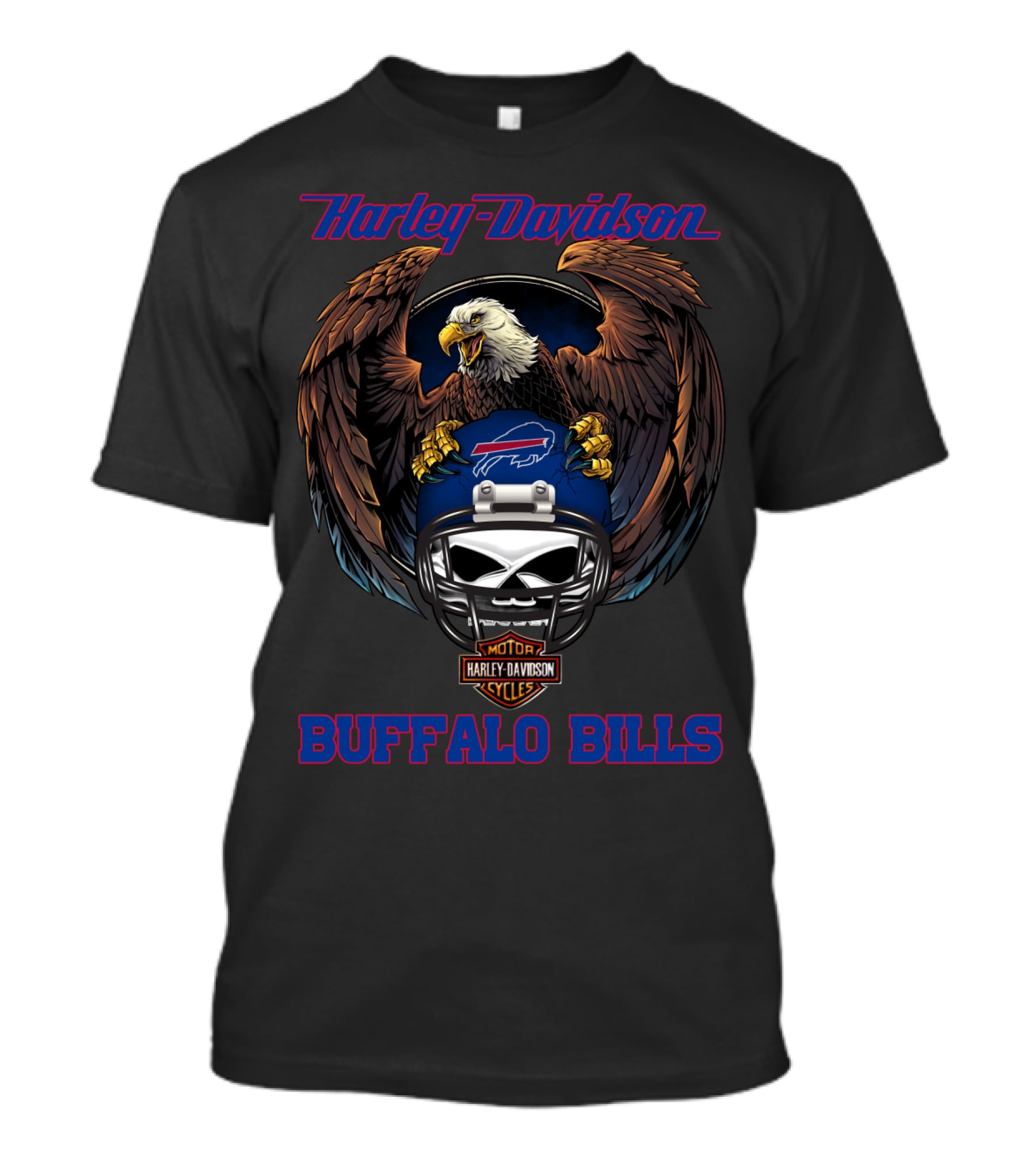 Harley Davidson Buffalo Bills Eagle Helmet Nfl Motorcycles T-Shirt