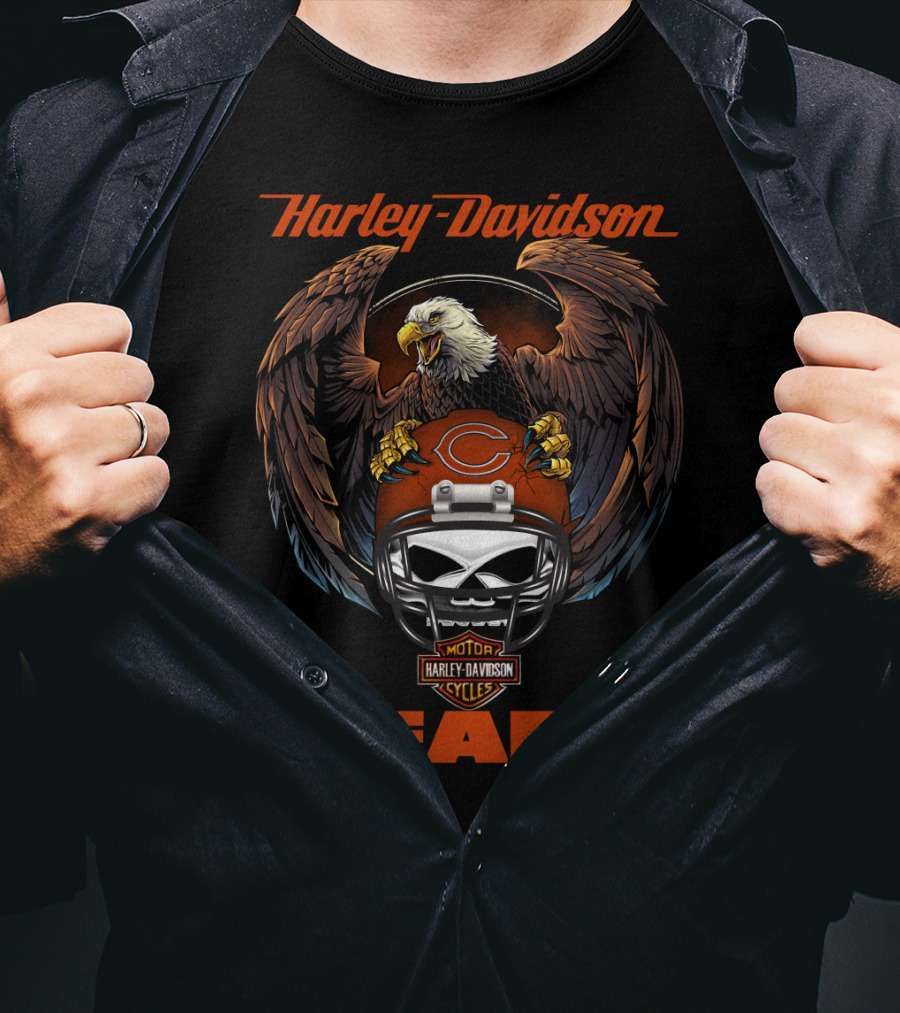 Harley Davidson Motorcycles Bears Eagle Football Helmet T-Shirt