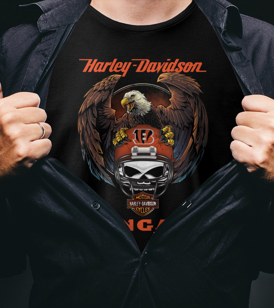 Harley Davidson Motorcycles Bengals Eagles T-Shirt