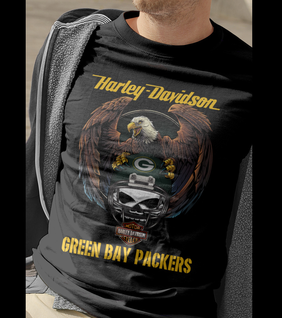 Harley Davidson Green Bay Packers Nfl Eagles Gbp T-Shirt