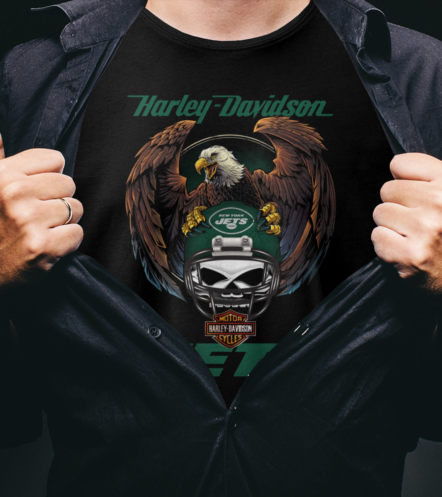Harley Davidson New York Jets Eagle Helmet Nyj T-Shirt
