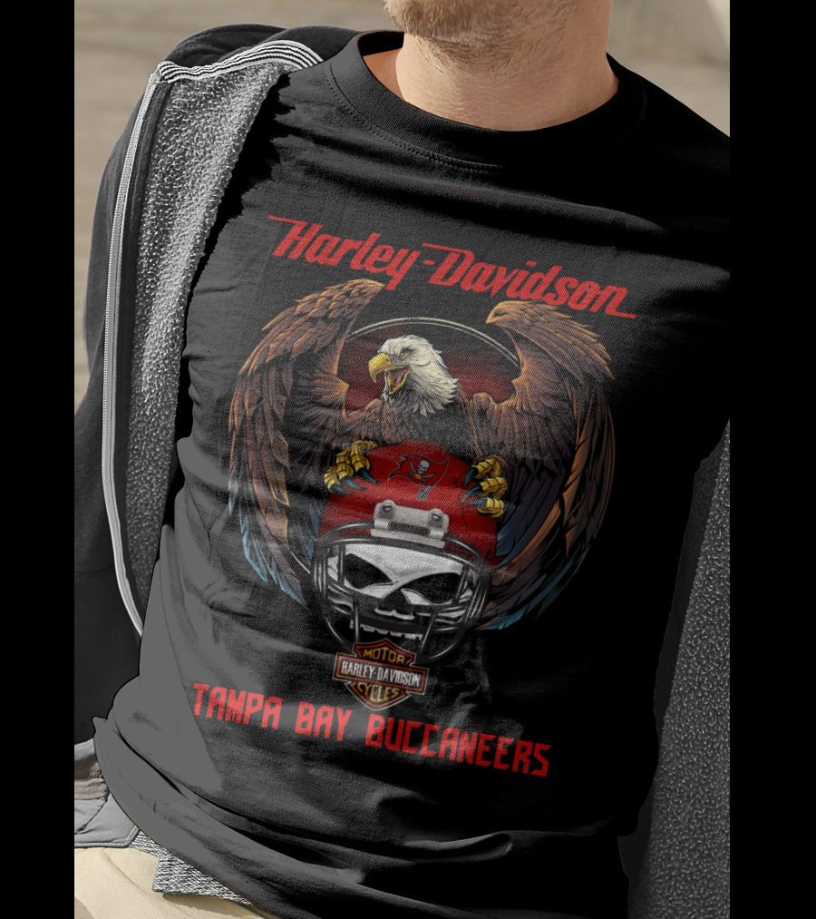 Harley Davidson Tampa Bay Buccaneers Nfl Eagle Helmet T-Shirt