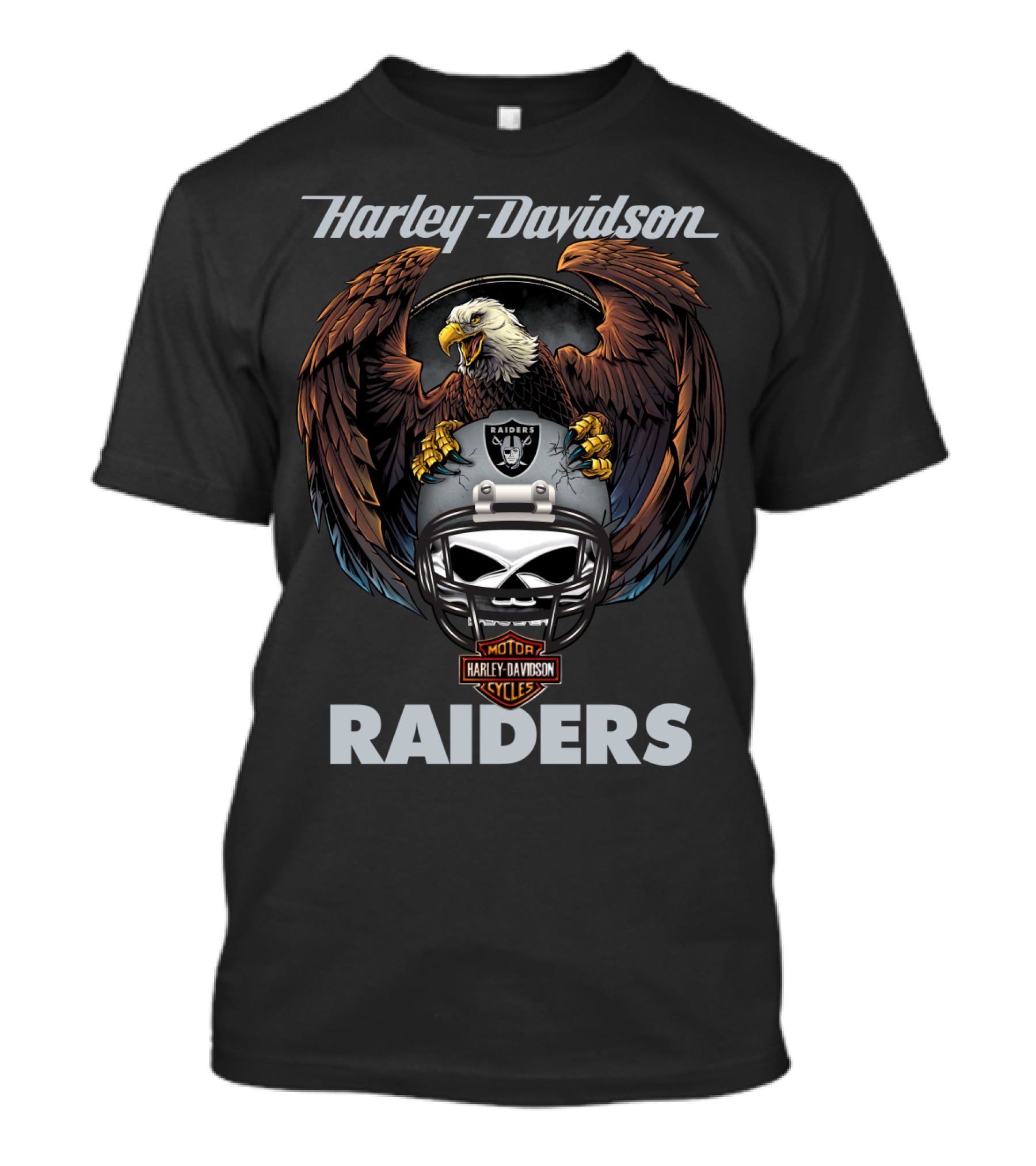 Harley Davidson Raiders Eagle Skull Helmet Motor Cycles T-Shirt