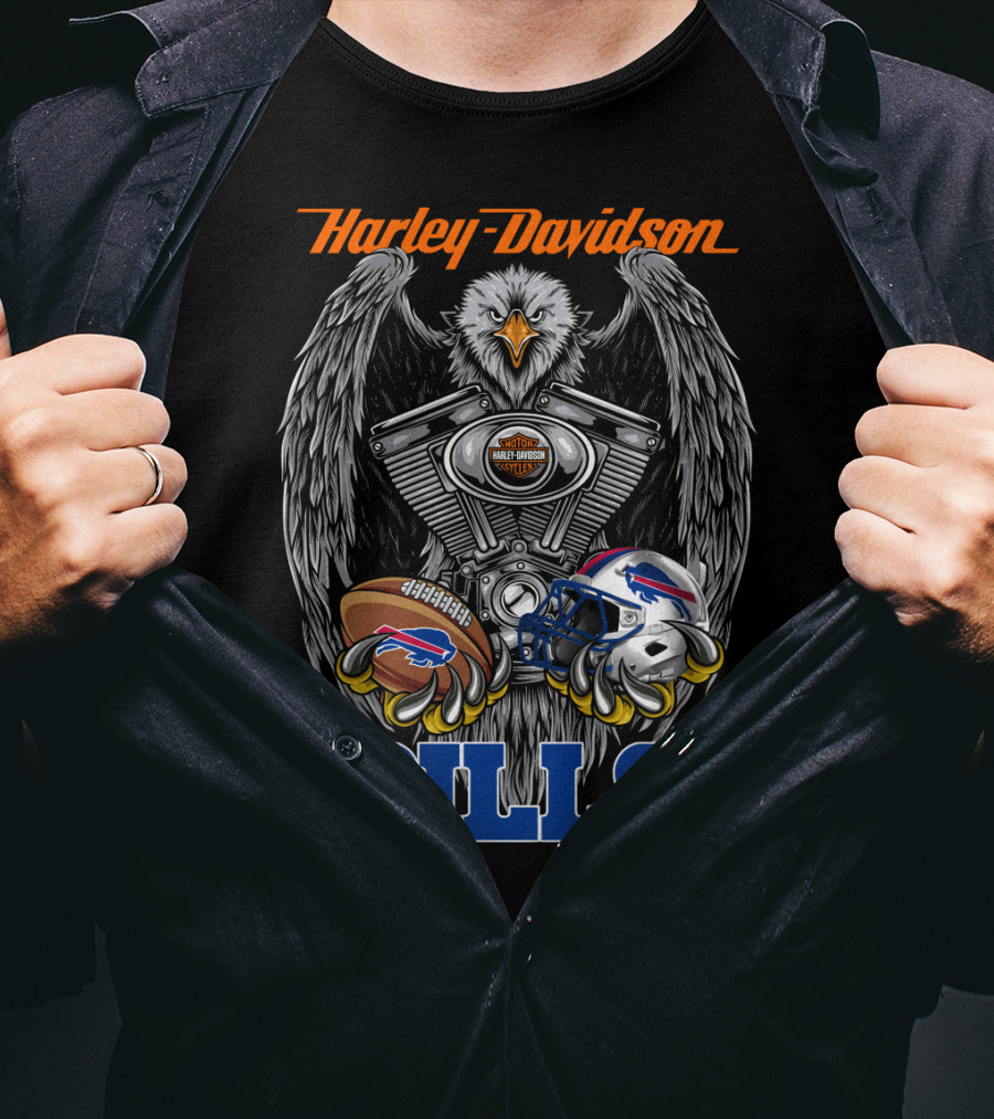 Harley Davidson Bills Nfl Football Engine Eagle T-Shirt