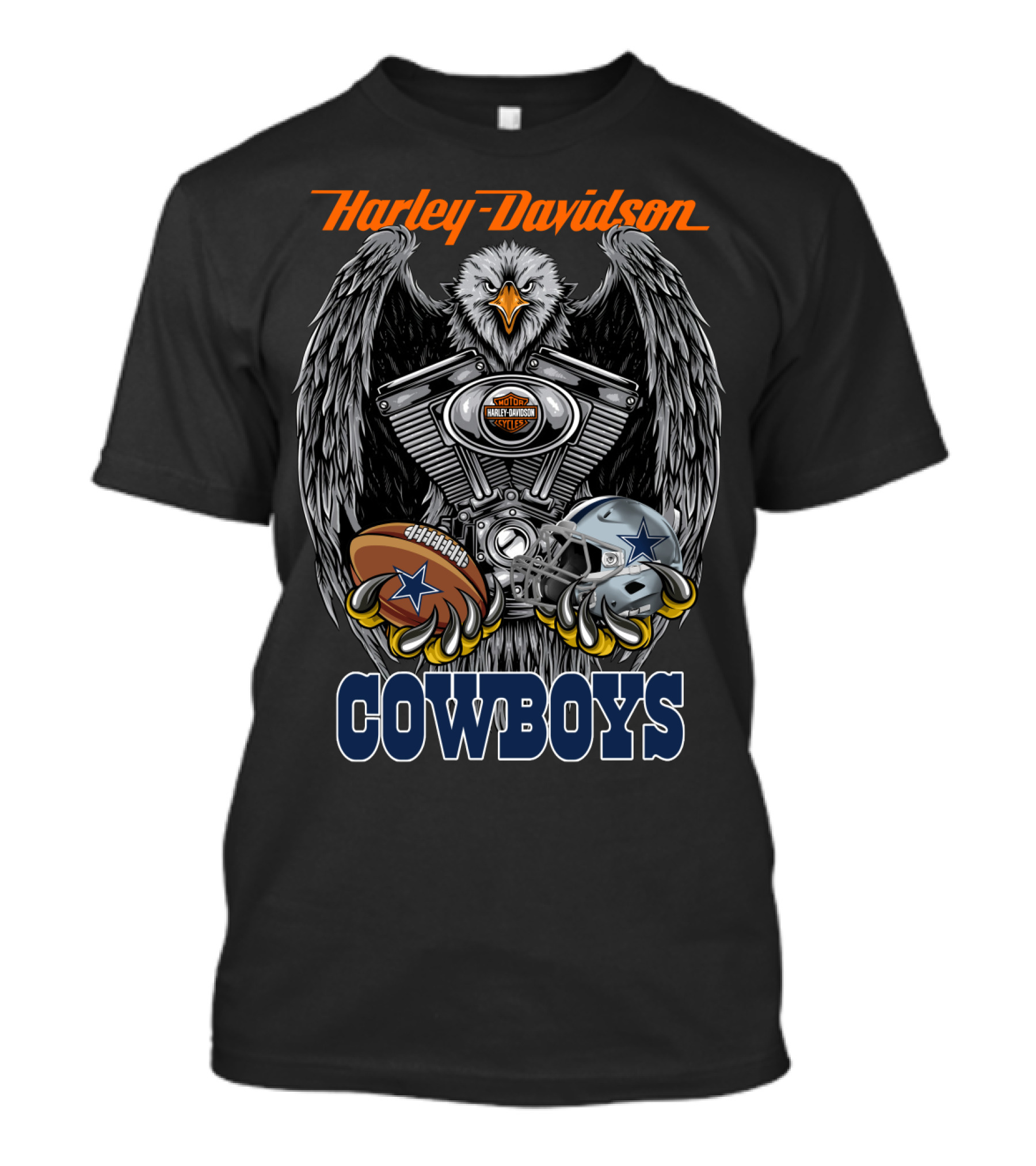 Harley Davidson Cowboys Nfl Dallas Football Eagle Engine T-Shirt