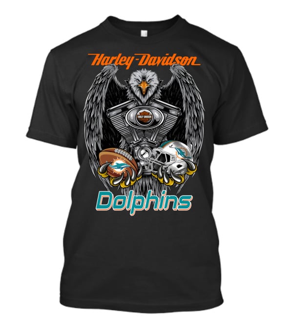 Harley Davidson Dolphins Miami Football Collaboration Nfl T-Shirt