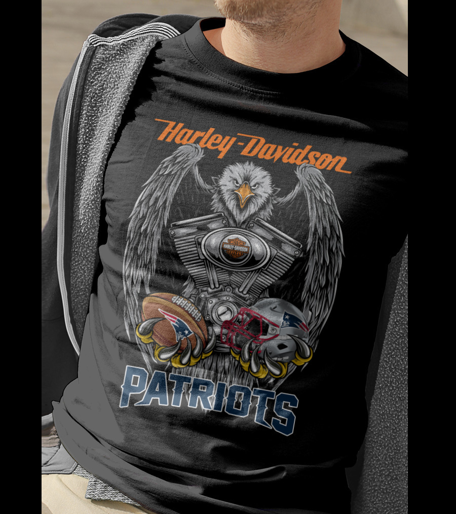 Harley Davidson Patriots Eagle Engine Football Helmet T-Shirt