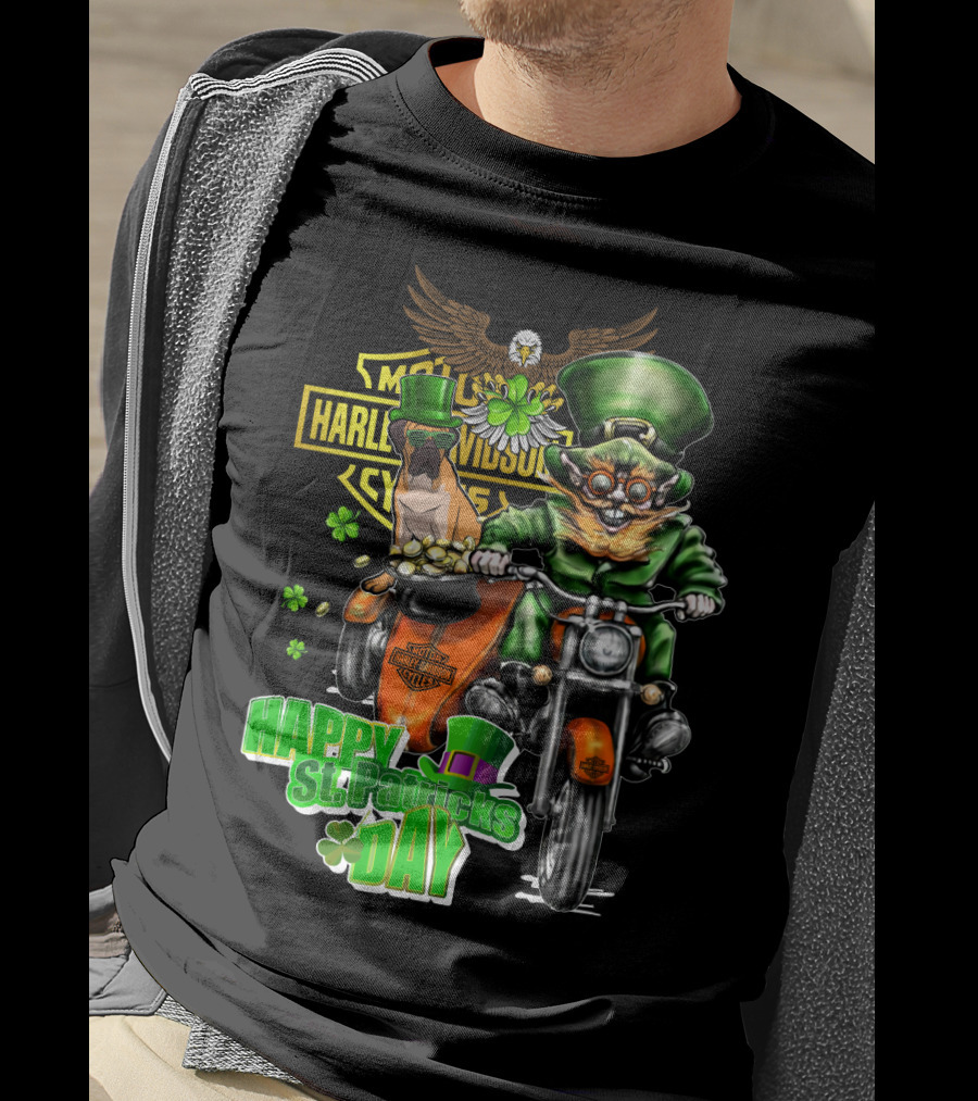Harley Davidson Bullmastiff St. Patrick's Day Motorcycle Ride T-Shirt