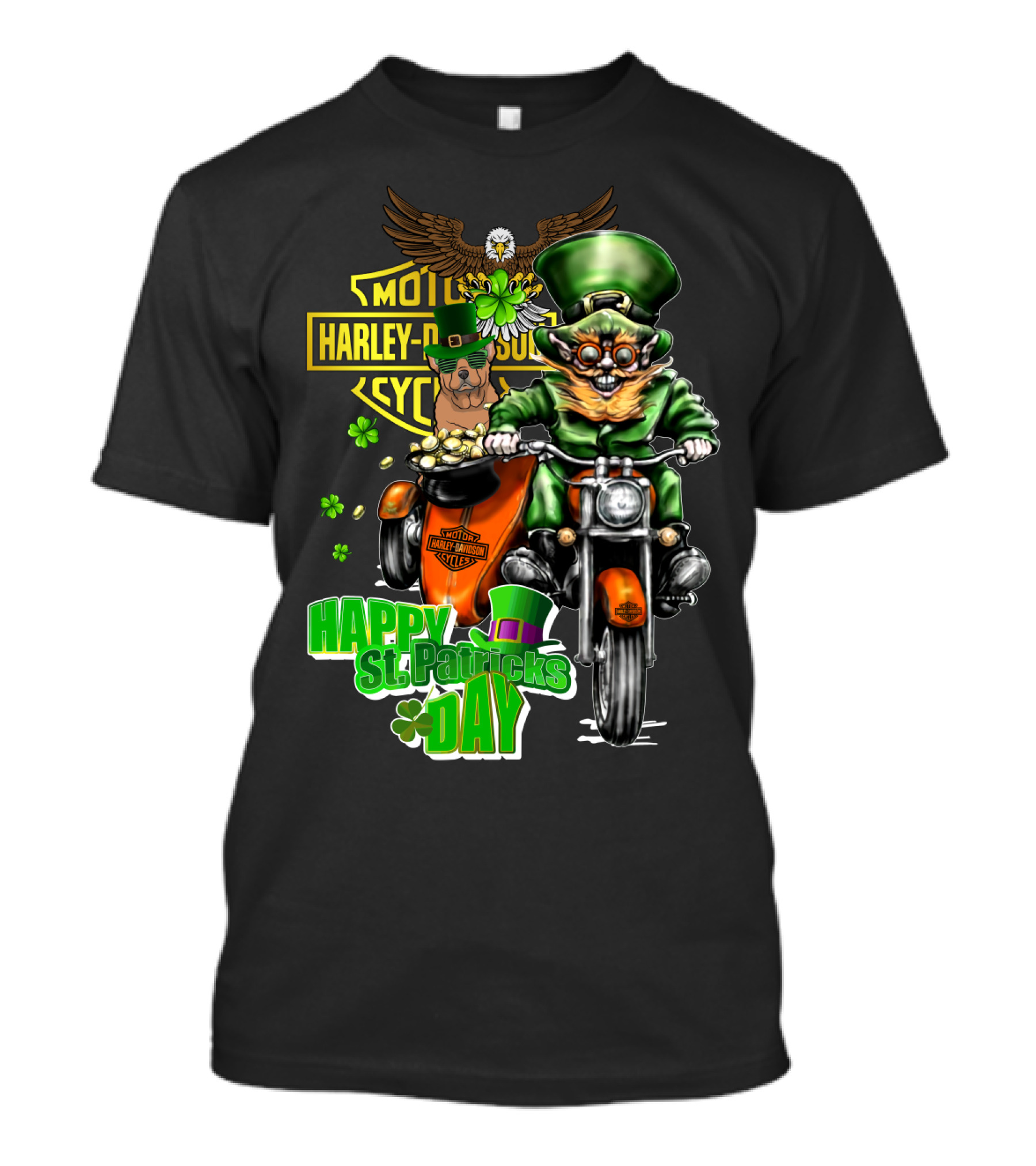 Harley Davidson Happy St. Patrick's Day Motorcycle Leprechaun T-Shirt