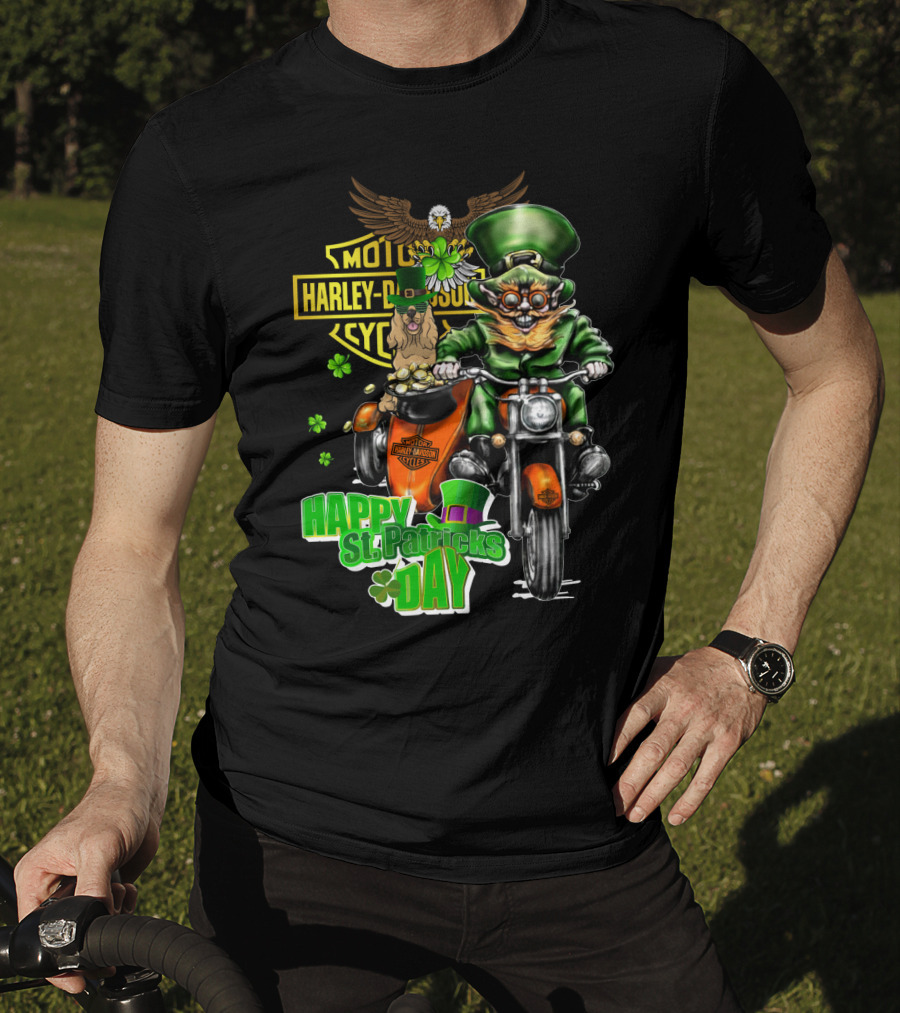 Motor Harley Davidson Cycles Happy St. Patrick's Day Cocker Spaniel T-Shirt