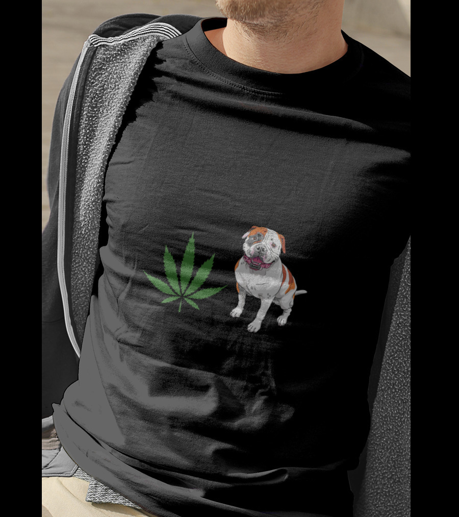 American Bulldog And Cannabis Make Me Happy Humans Make My Head Hurt T-Shirt