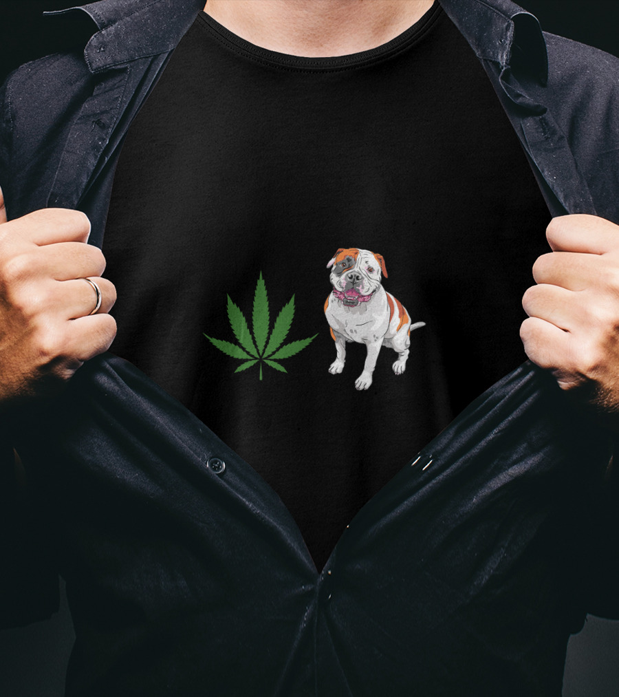 American Bulldog And Cannabis Make Me Happy Humans Make My Head Hurt T-Shirt