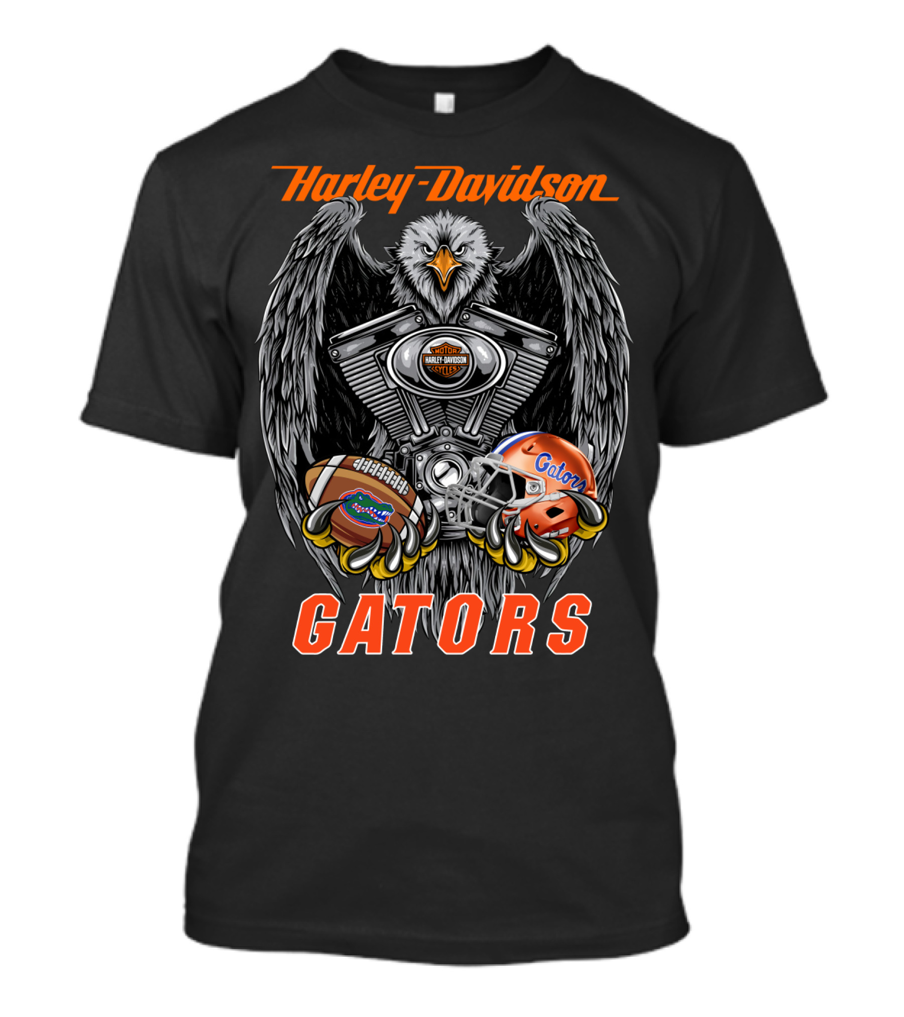 Harley Davidson Gators Vintage Eagle Engine Football Helmet T-Shirt