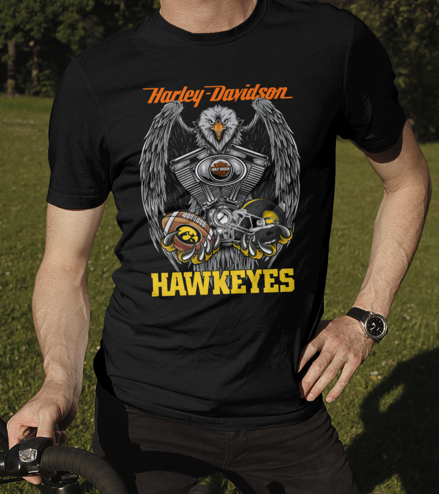 Harley Davidson Hawkeyes Eagle Engine Football Helmet T-Shirt