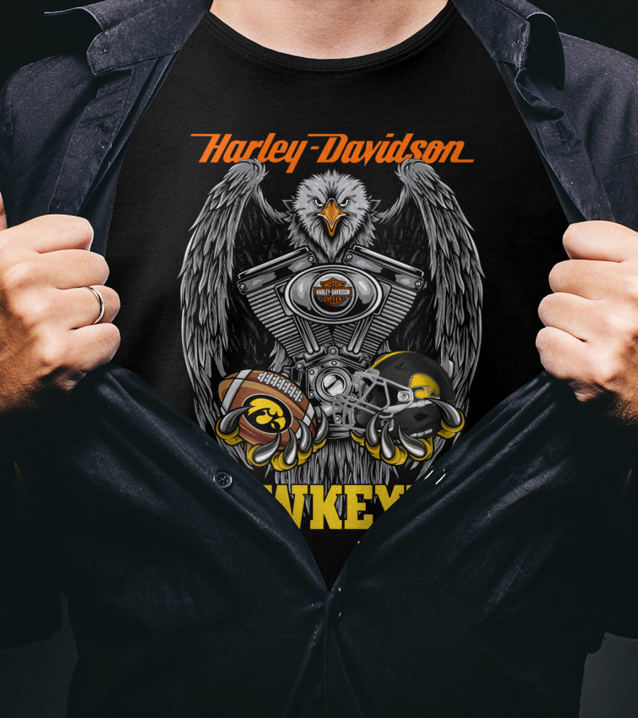Harley Davidson Hawkeyes Eagle Engine Football Helmet T-Shirt