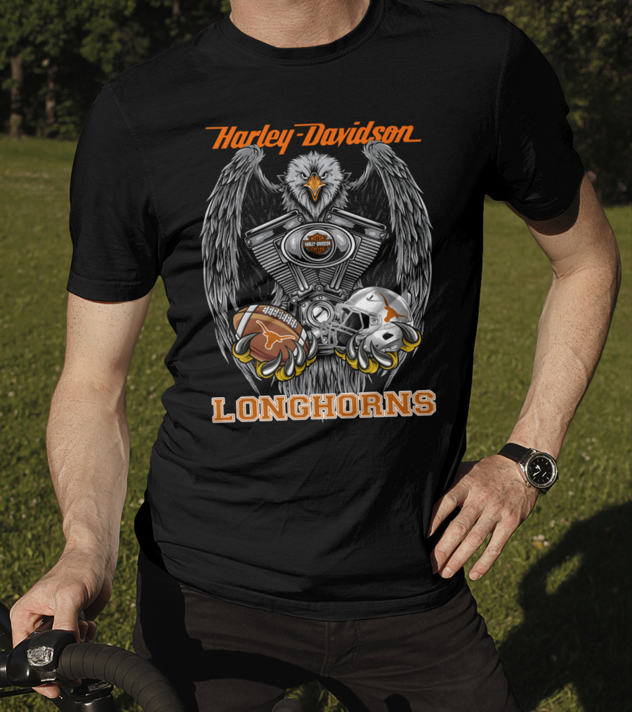 Harley Davidson Longhorns Eagle Engine Football Helmet T-Shirt