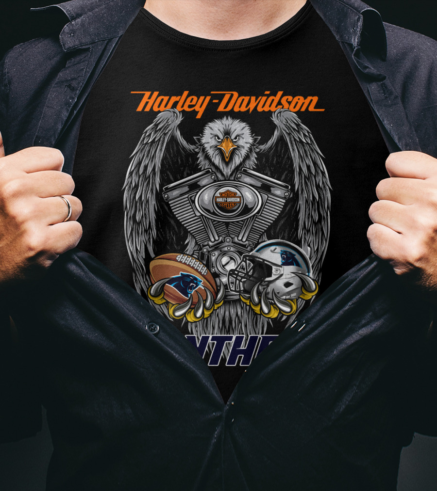 Harley Davidson Panthers Engine Eagle Football Helmet T-Shirt