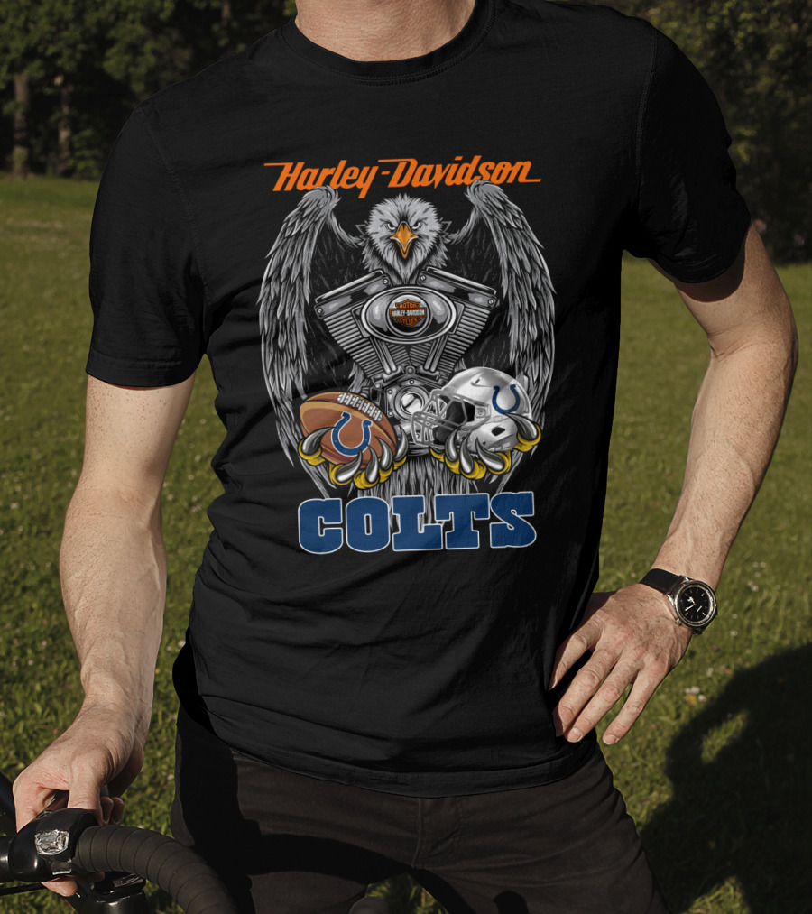 Harley Davidson Colts Football Eagle Engine Helmet T-Shirt