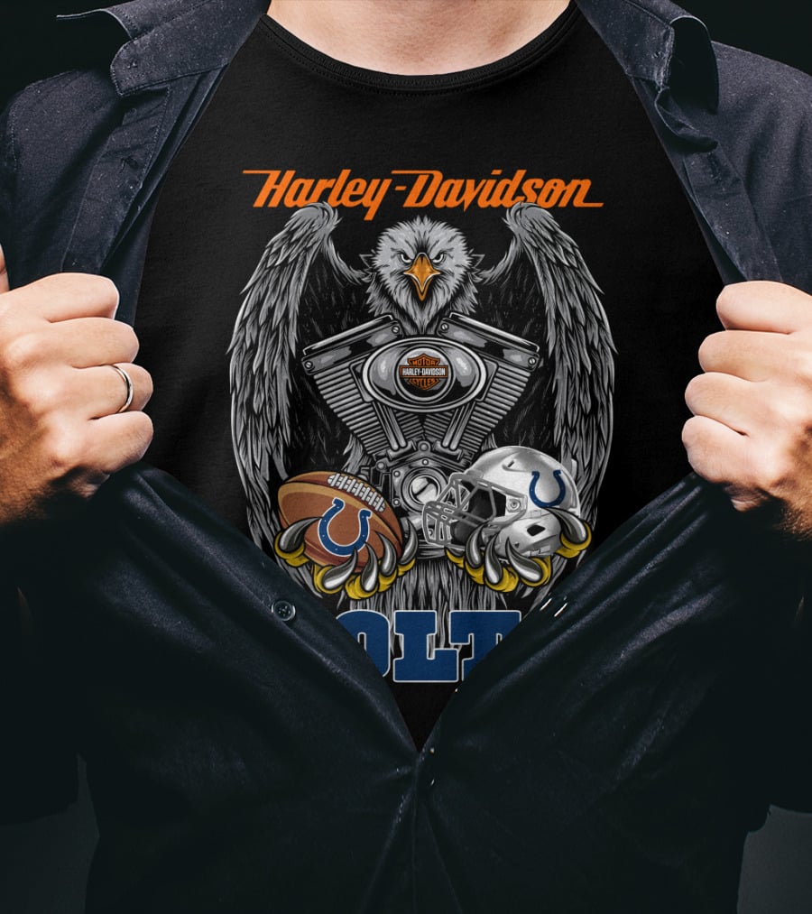 Harley Davidson Colts Football Eagle Engine Helmet T-Shirt