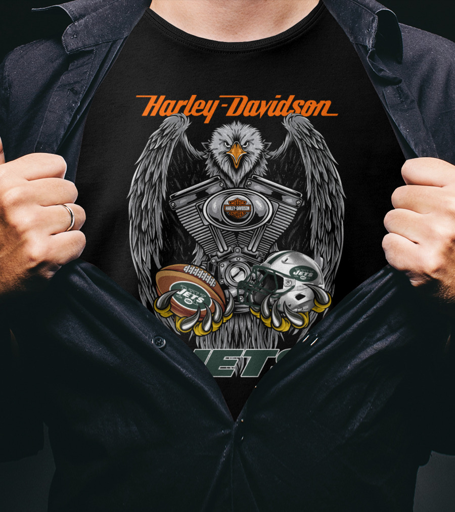 Harley Davidson New York Jets Eagles Nfl Football T-Shirt