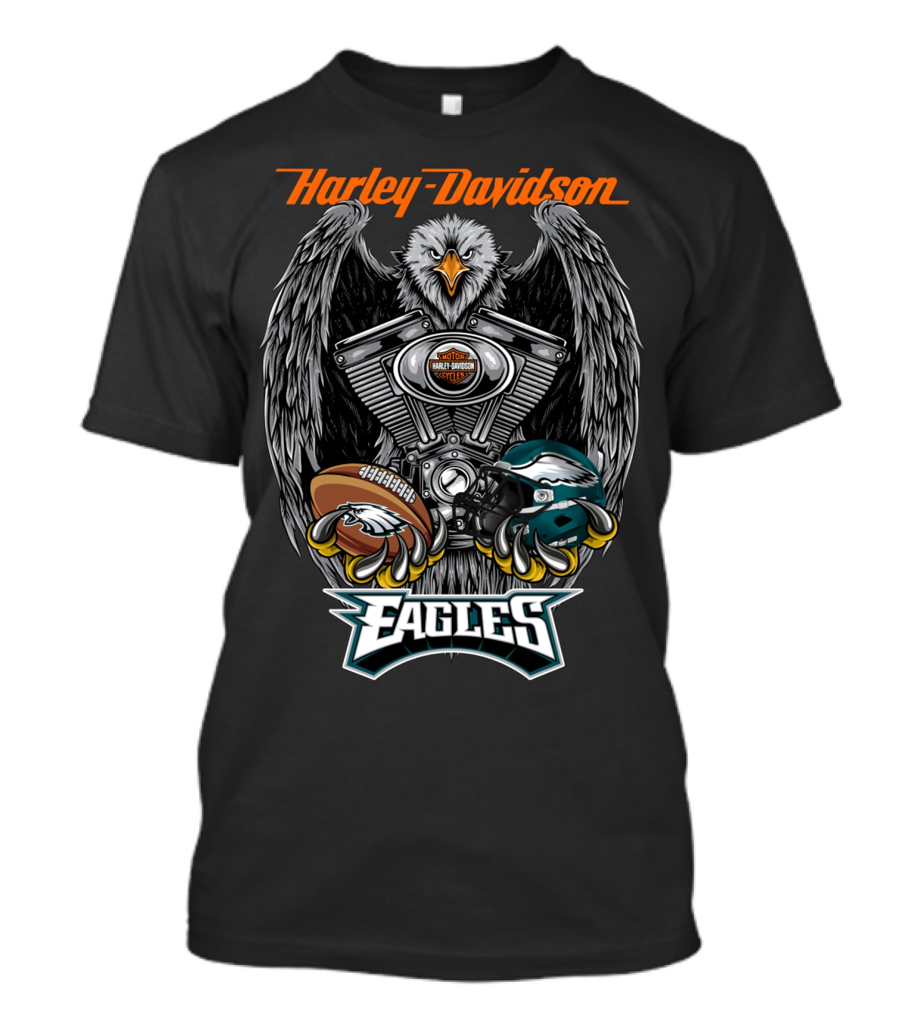 Harley Davidson Eagles Football Helmet Engine Eagle T-Shirt