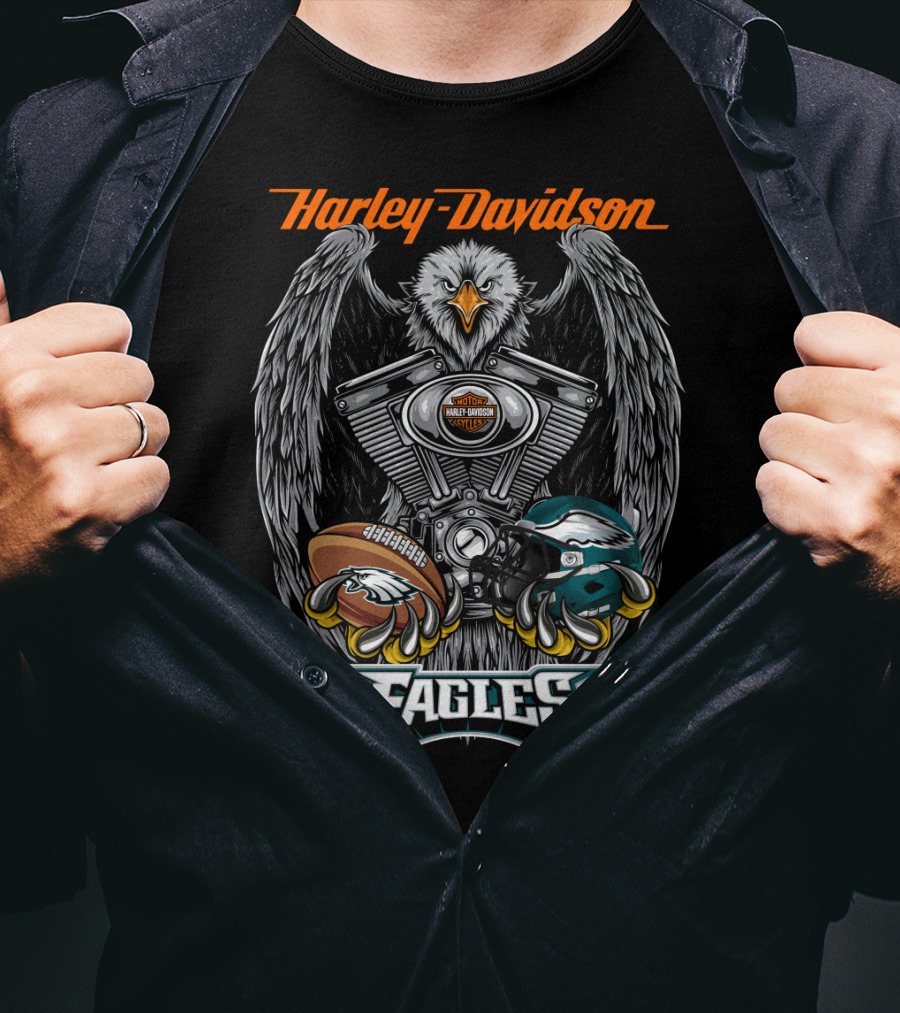 Harley Davidson Eagles Football Helmet Engine Eagle T-Shirt