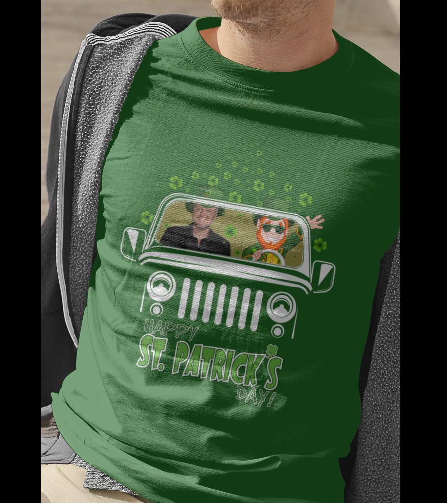 Blake Shelton Happy St. Patrick's Day Jeep Leprechaun And Clover Ride T-Shirt