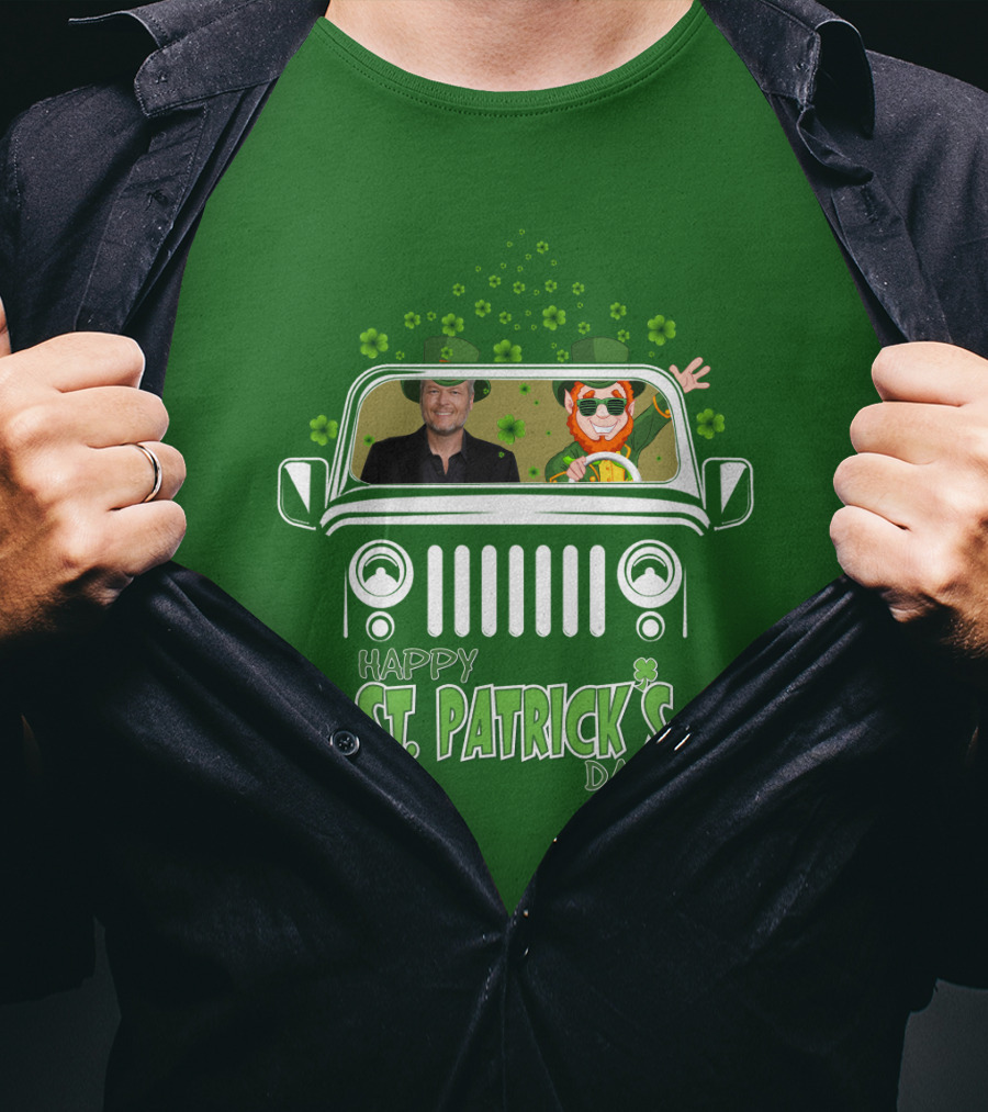 Blake Shelton Happy St. Patrick's Day Jeep Leprechaun And Clover Ride T-Shirt
