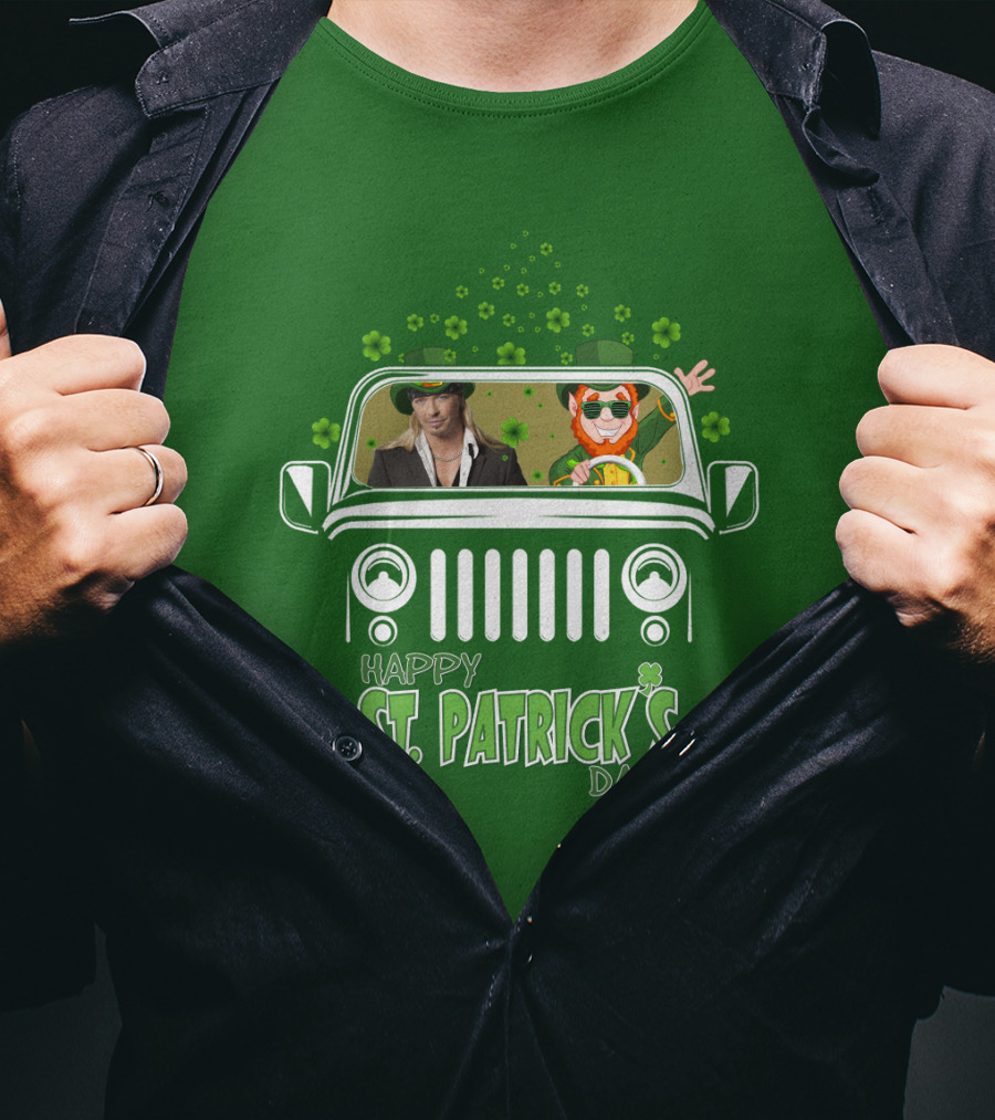 Bret Michaels St. Patrick's Day Jeep With Leprechaun And Shamrocks T-Shirt