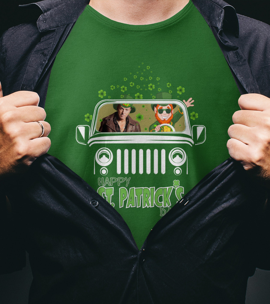 Happy St. Patrick's Day Bruce Springsteen Jeep Shamrock T-Shirt