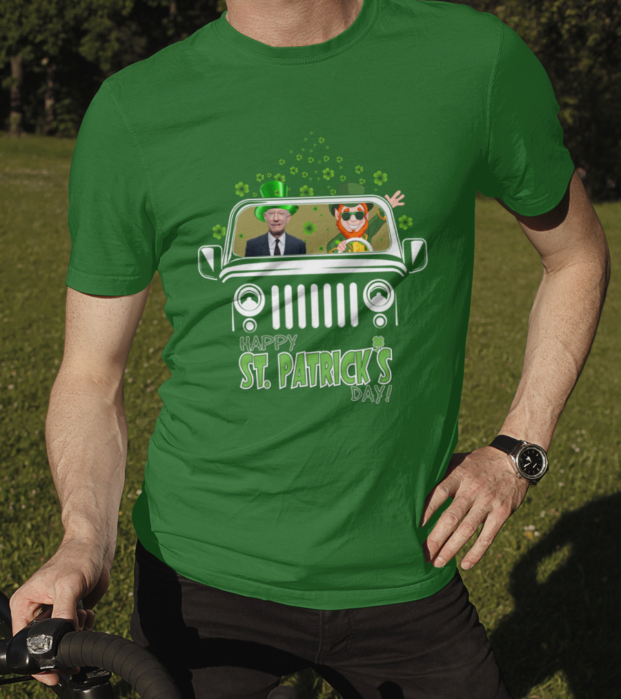 Happy St. Patrick's Day 51 Lyle Lovett Jeep With Leprechaun And Shamrocks T-Shirt
